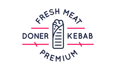 Doner kebab logo, icon. Lined kebab icon designed for related food establishments. Vector illustration