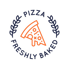 Pizza logo, icon. Slice of pizza icon designed for pizza-related food establishments. Vector illustration