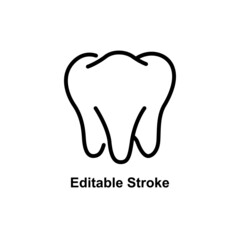 tooth icon designed in outline style in editable stroke for human anatomy icon theme