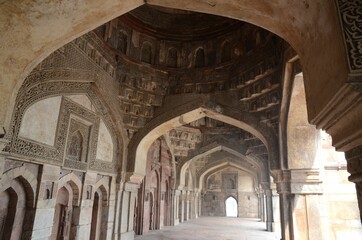 Beautiful carvings inside of Bara Gumbad mosque