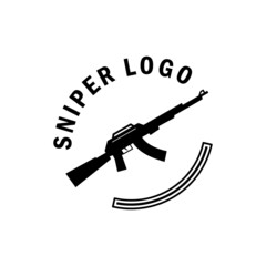 sniper army logo design template. vintage style vector illustration. logo for snipers