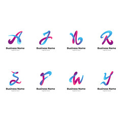Fototapeta premium initial letter logo set, letter logo collection consists of A, J, N, R, S, F, W, Y