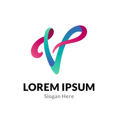 luxury initial letter V logo, simple signature V logo design