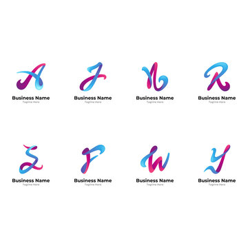 initial letter logo set, letter logo collection consists of A, J, N, R, S, F, W, Y