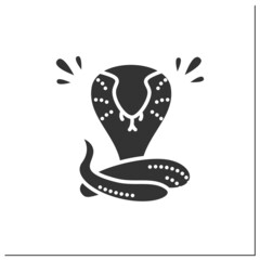King Kobra glyph icon. Sacral, totem animal. National symbol. Onam festival of South India. Indian culture, esthetics, traditions and customs.Filled flat sign. Isolated silhouette vector illustration