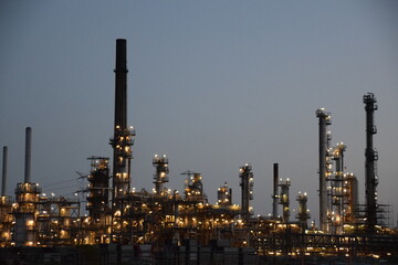 Oil Refinery at night