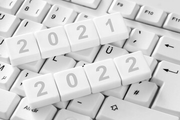 Jahreswechsel 2021 und 2022 mit PC Tastatur