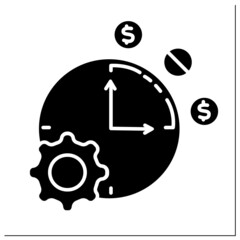 Time management glyph icon.Business finance concept.Freelance plan.Work time.Freelancer working hours. Filled flat sign. Isolated silhouette vector illustration