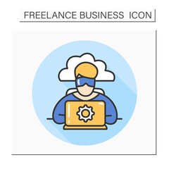  Virtual administrator color icon.Virtual assistant, online consulting, manager.Remote work.Freelance concept.Isolated vector illustration