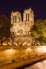 Fototapeta na wymiar Night view of Notre Dame de Paris