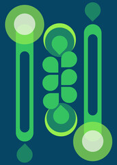 Green poster with figures. Organic food banner