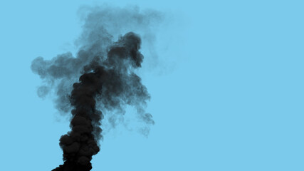 black rich carbon dioxide smoke emission from urban fire, isolated - industrial 3D illustration