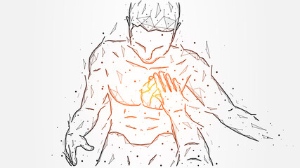 Abstract vector illustration of a man being pushed away with his hand. Push away concept art. A person rejects another person, creative banner, template or background.
