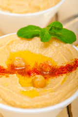Hummus with mint on top