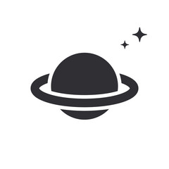 Saturn Planet. Saturn icon. Logo template. Saturn with ring. Sixth planet from Sun. Solar system. Space symbol. Galaxy sign. Planet vector. Cartoon Saturn planet. Cosmic sign. Astronomy. Science icon.