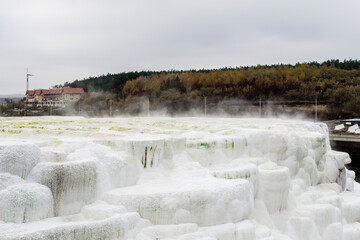 Travertine pools at Egerszalok, Hungary. Pamukkale 