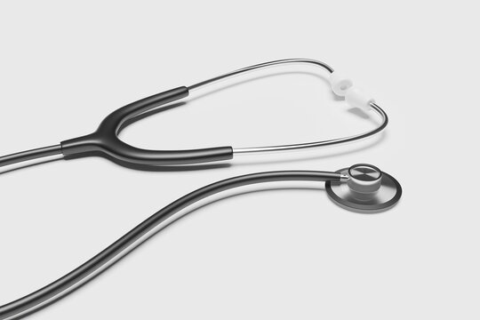 cgi render image of black stethoscope, concept image for examination