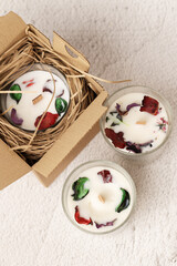 Background with hand made candle for spa and relax, DIY, Homemade candles