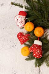 Christmas backgrond with hand made decoration