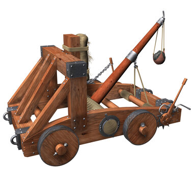 Ancient Roman Onager. 3D Rendering Illustration of an Ancient Roman Onager; a small catapult system.