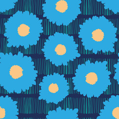 Blue doodle styled floral seamless pattern. great for fashion, textiles, wallpaper, gift wrap and product packaging