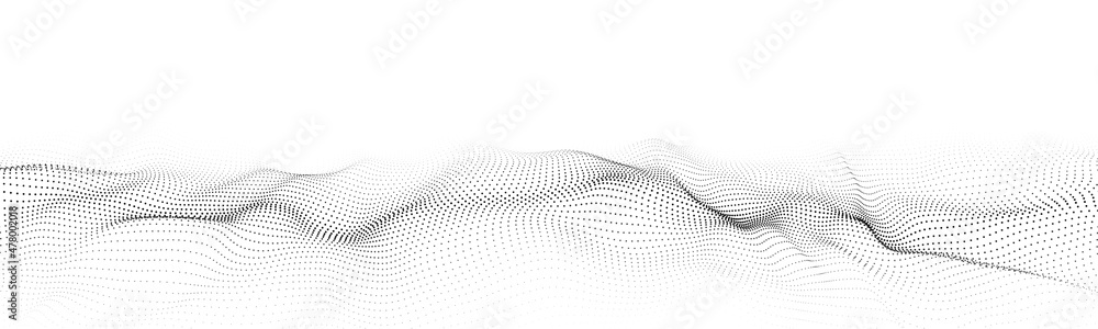 Poster wave of particles. digital wave background concept. abstract technology background. big data visuali