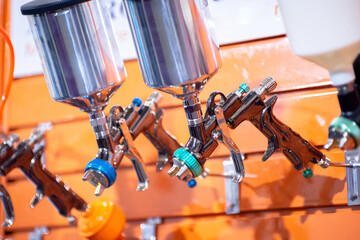 Pneumatic spray gun. Paint sprayer with air and compressor