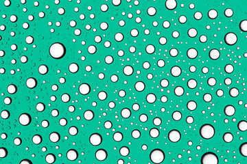 Green blue water bubbles texture. Sparkling fizzy water background. Round shapes pattern. Water drops backdrop for graphic design. Air bubble texture.