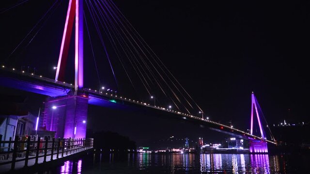 Night view of dolsan bridge, Yeosu, South Korea