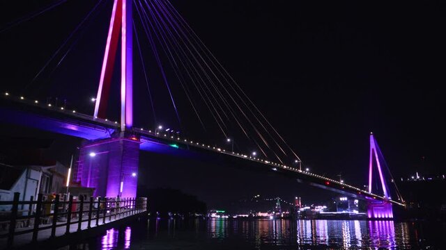 Night view of dolsan bridge, Yeosu, South Korea