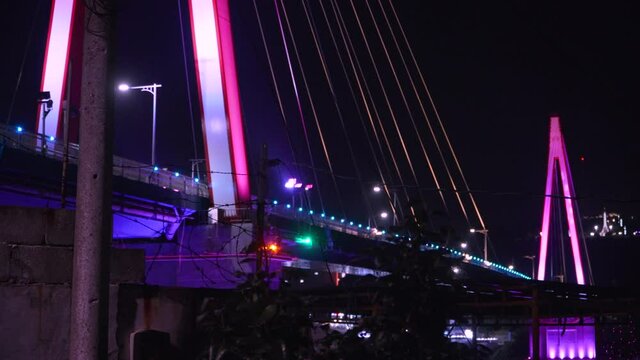 Night view of dolsan bridge, Yeosu, South Korea