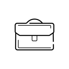 A black line icon of a briefcase is isolated just on a white background. Vector icon.