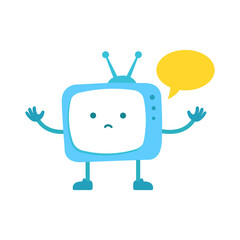 TV character. Television mascot. Message bubble.
