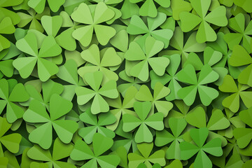 Cloverleaf background with all being four-leafed. Spring or luck concept.