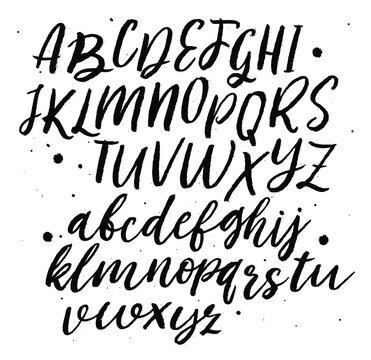 Vector Alphabet. Exclusive Custom Letters. Lettering and Custom Typography for Designs: Logo, for Poster, Invitation, Card, etc. Vector Brush Typography. Handwritten brush style modern cursive font.