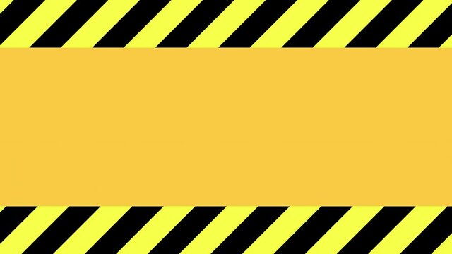 A warning caution tape, angled stripes with a horizontal scroll. Orange background, regular motion speed.
