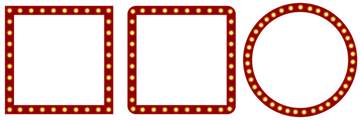 Retro frame with light bulb. Vintage empty frame template on white background.
