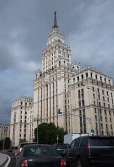 Fototapeta na wymiar One of Moscow Stalinist hi-rise buldings. Soviet 