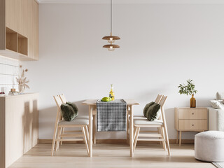 Interior Dining Room Wall Mockup - 3d Rendering, 3d Illustration 