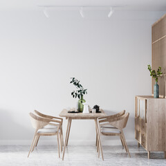 Interior Dining Room Wall Mockup - 3d Rendering, 3d Illustration 