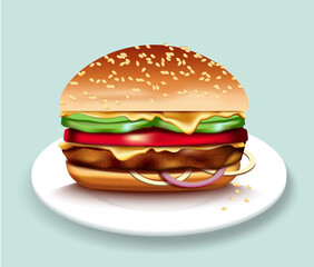 hamburger on a plate