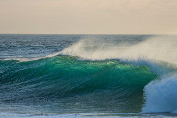 Perfect wave breaking in a beach. Cristal Surf spot