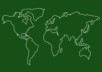 Vector background with the world map in green tones. Green background with place for text.
