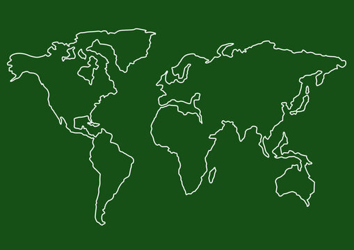 Vector background with the world map in green tones. Green background with place for text.