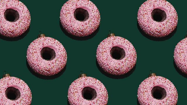 Christmas bauble donut pattern, food decoration 