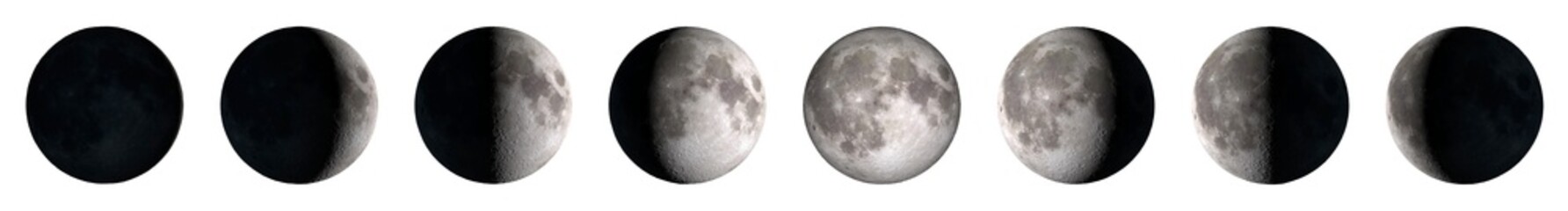 PHASES LUNAIRES FOND BLANC. The elements of this image furnished by NASA