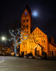 Town in the night at Christmas