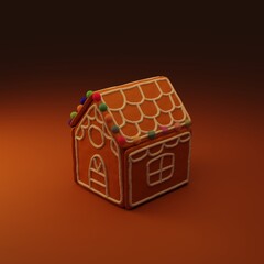 3d sweet gingerbread house. Christmas sweets 3d modeling.