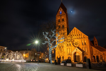 Town in the night at Christmas