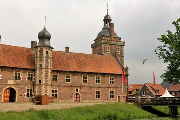 Blick auf Schloss Raesfeld, einem Wasserschloss in der Stadt Raesfeld in Mordrhein-Westfalen